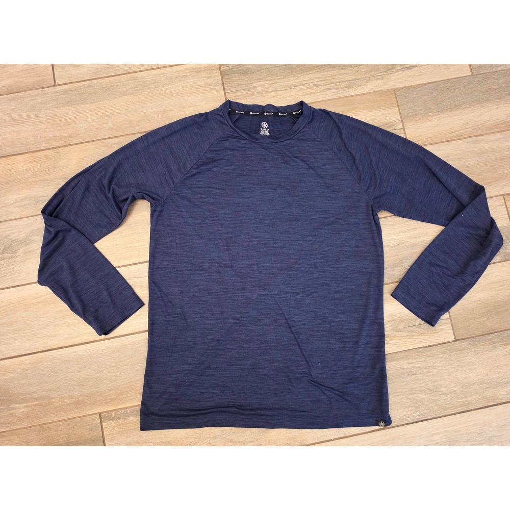 Gaiam Mens Long Sleeve Performance Shirt Navy Blue Space Dye Raglan Gym Top L